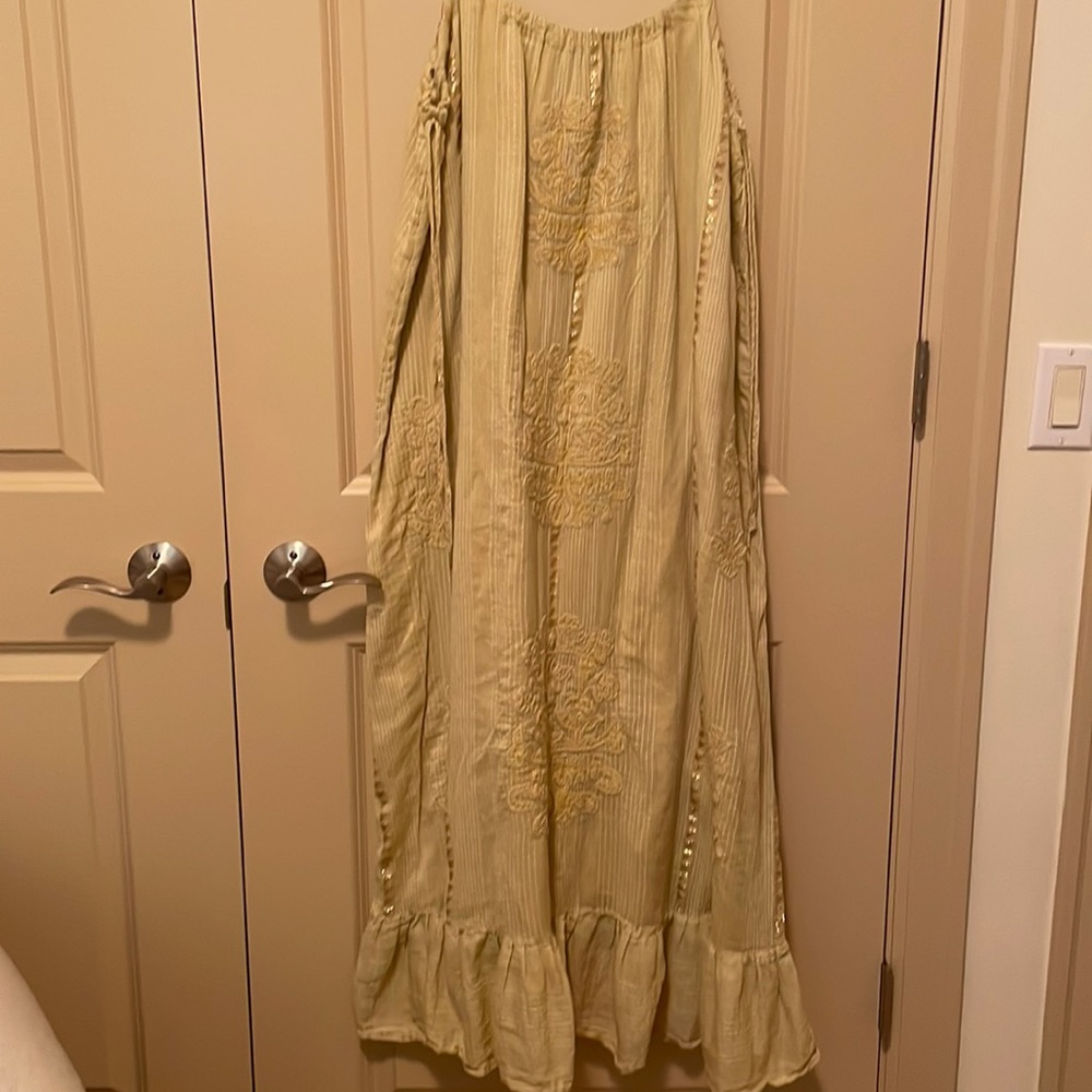Zara Sundress, XL adjustable spaghetti straps. Cotton, metallic accent thread